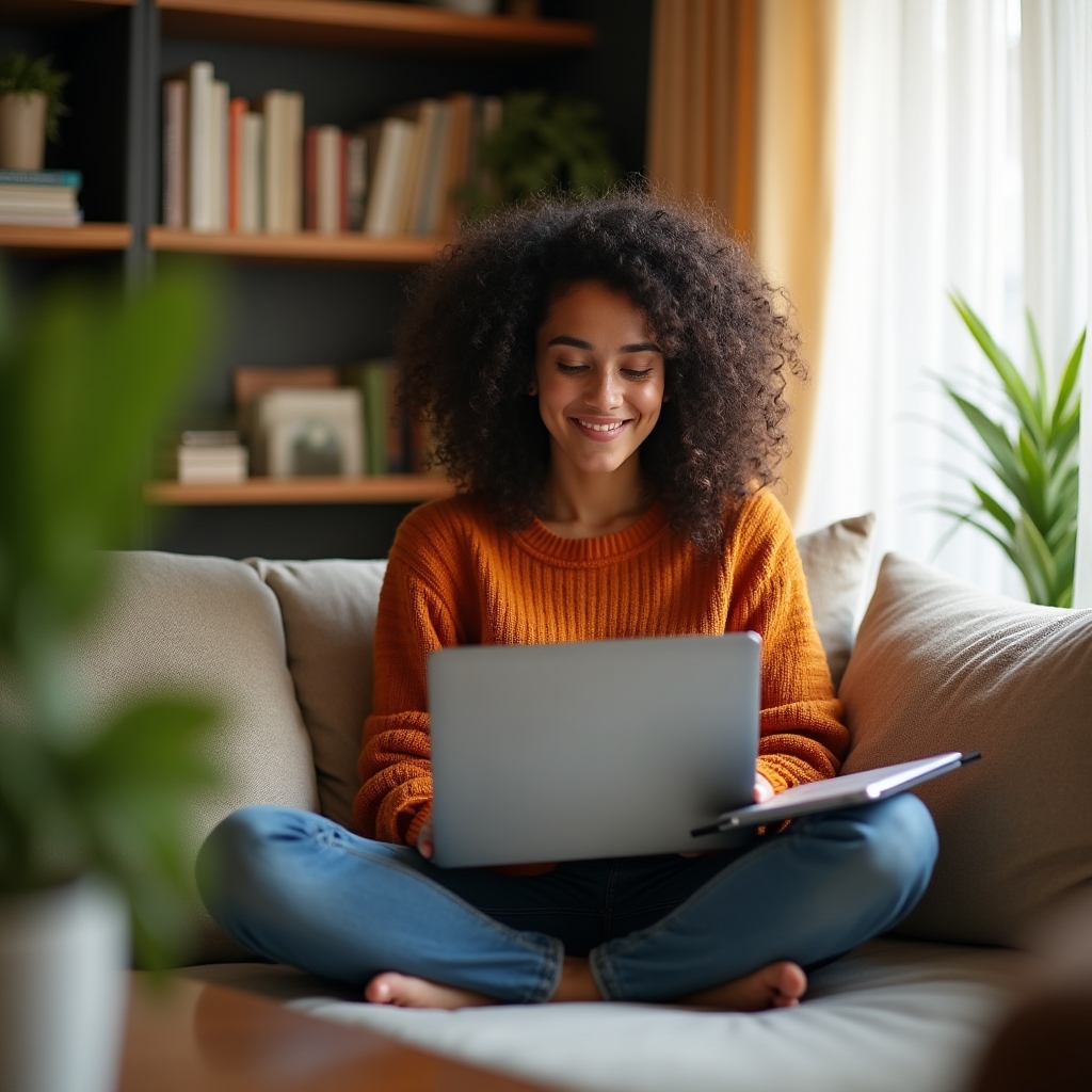 Profesionist care studiază flexibil pe laptop și tabletă în același timp