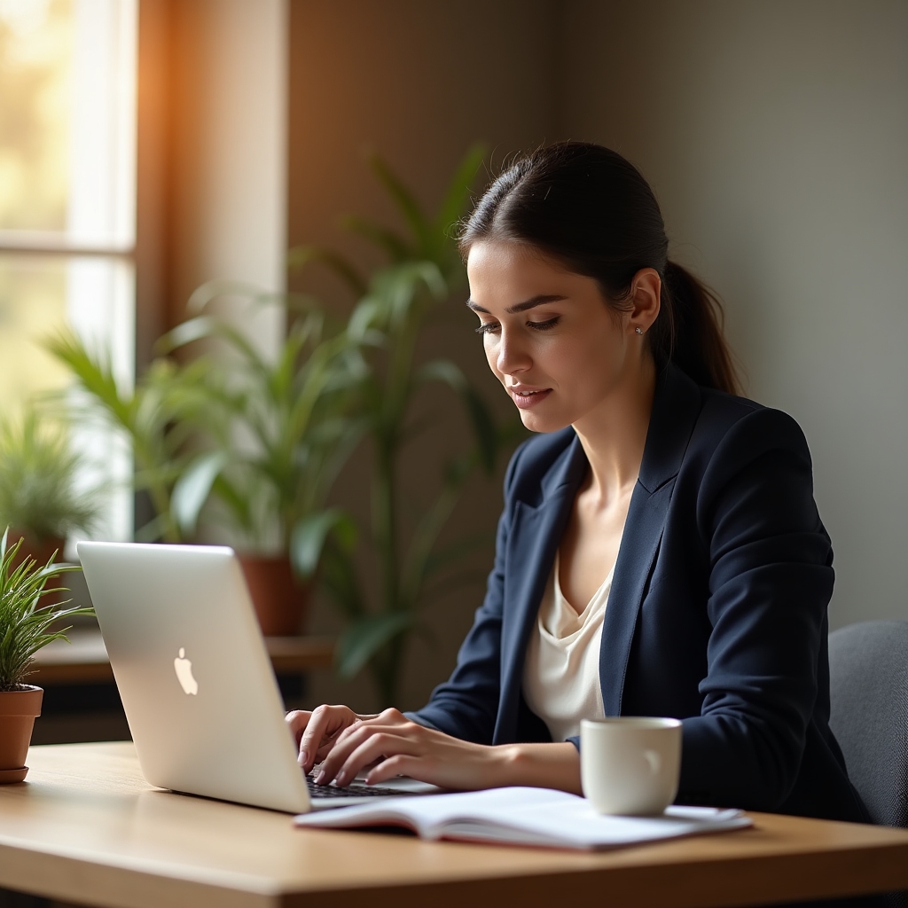 Profesionist corporativ care urmează un curs digital pe laptop